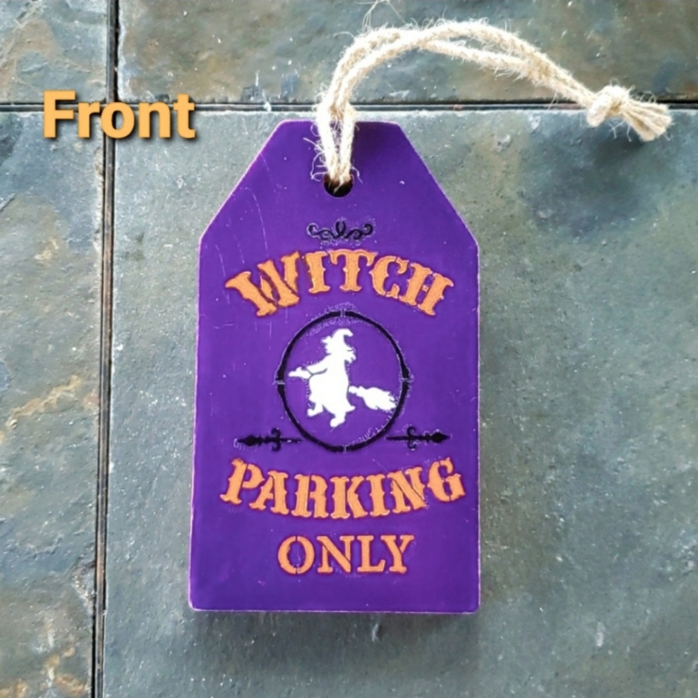 👻 Handcrafted 🧙‍♀️Witch Parking Wooden Tag Sign Double Sided
